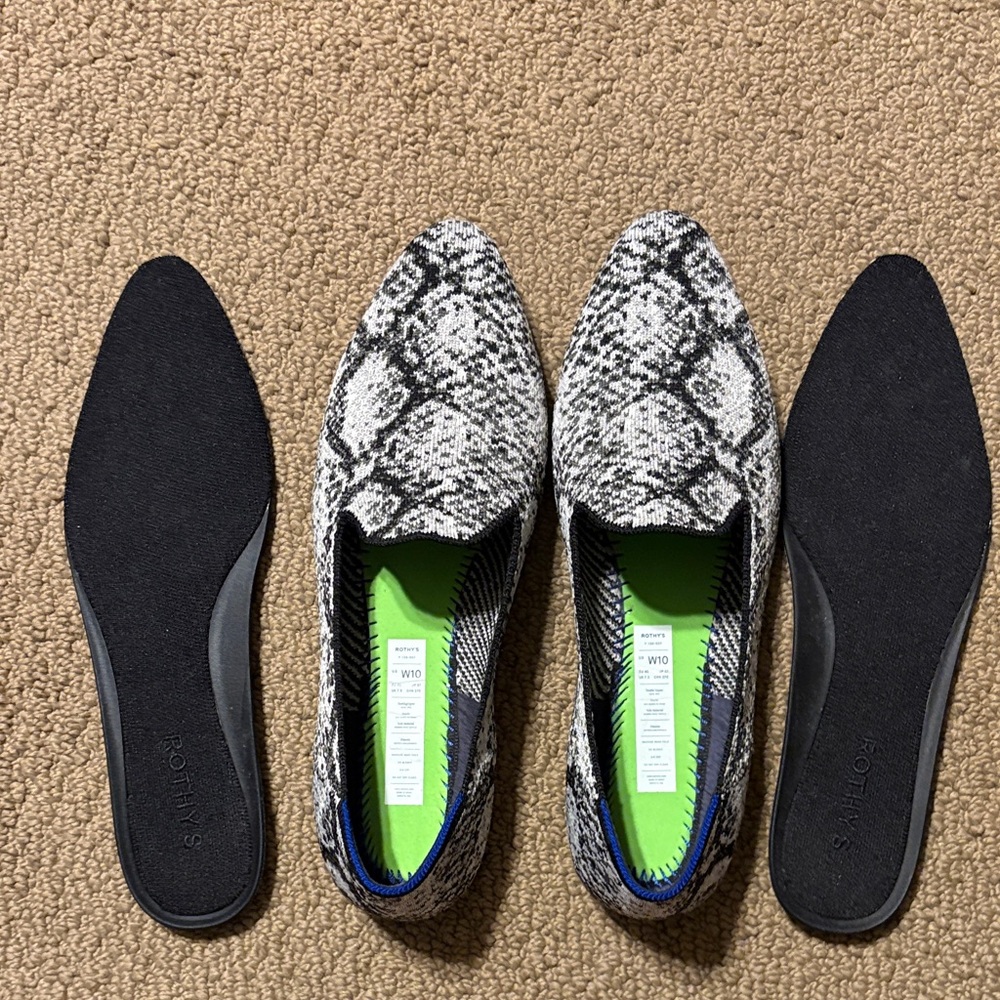 Rothy's Black and White Python Patterned pointed … - image 3